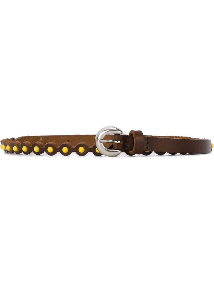 Orciani Studded Belt, Women's, Size: 75, Brown, Leather