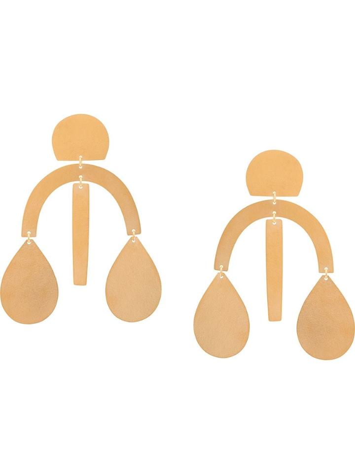 Annie Costello Brown Arc Drop Chandelier Earrings - Gold