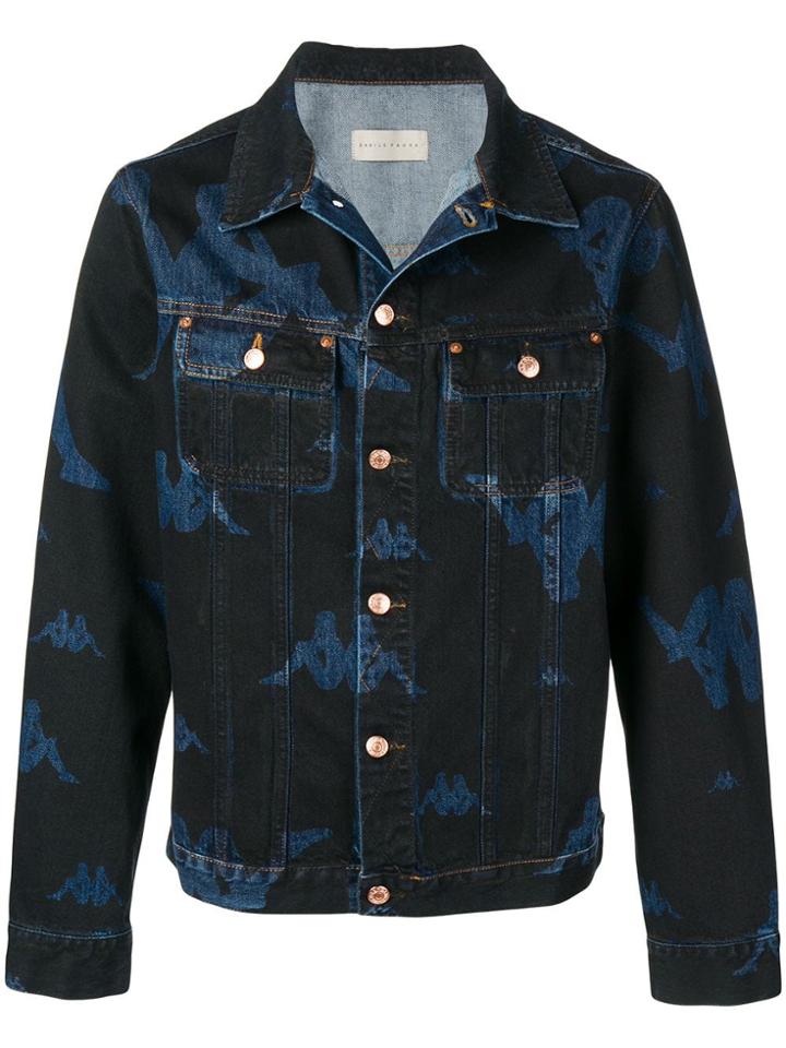 Paura X Kappa Logo Print Denim Jacket - Blue