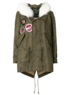 Mr & Mrs Italy Fur Trimmed Patch Parka Coat - Green