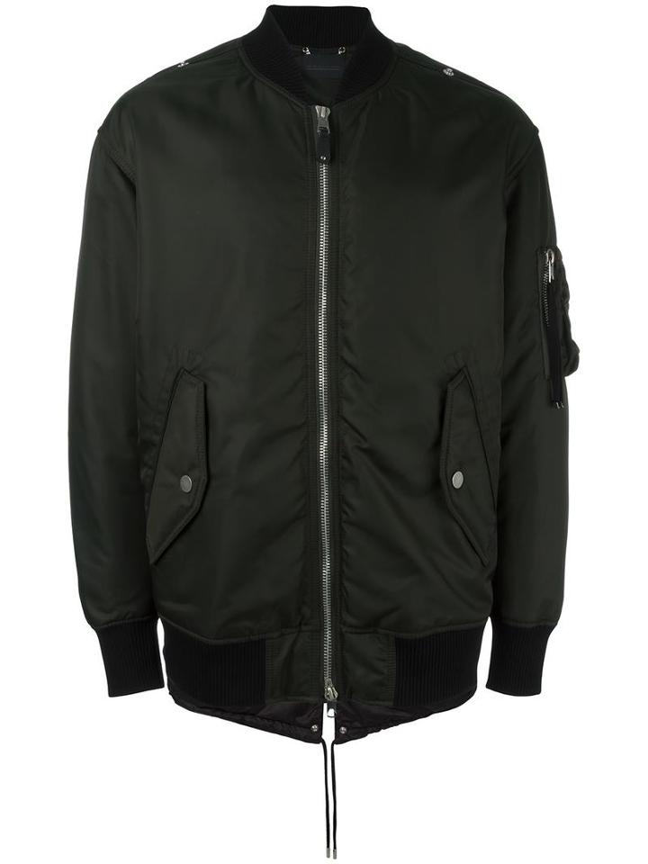 Diesel Black Gold Classic Bomber Jacket, Men's, Size: 52, Green, Polyester/nylon/cotton/spandex/elastane