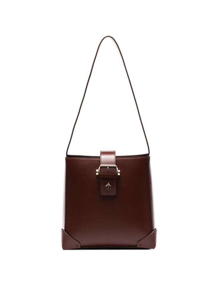 Manu Atelier Burgundy Trapeze Leather Bag - Red