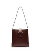 Manu Atelier Burgundy Trapeze Leather Bag - Red