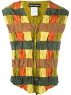 Issey Miyake Vintage Crinkle-effect Checked Waistcoat, Men's, Size: Medium, Green
