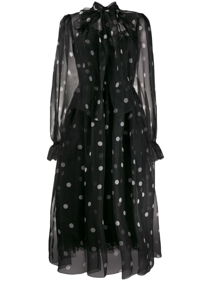 Dolce & Gabbana Tulle Polka Dot Print Dress - Black