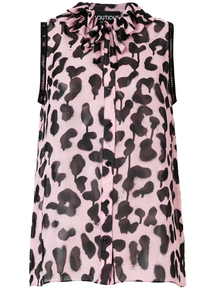 Boutique Moschino Ruffled Animal-print Top - Black