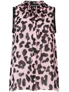 Boutique Moschino Ruffled Animal-print Top - Black