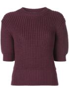 Miu Miu Short Sleeved Knitted Jumper - Purple