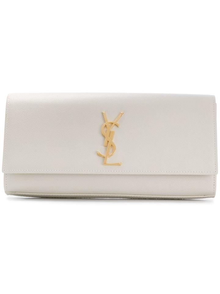 Saint Laurent Monogram Clutch Bag - White