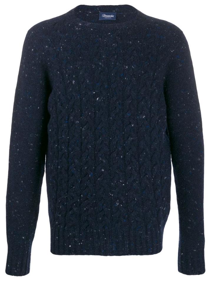 Drumohr Crew-neck Cable Knit Sweater - Blue