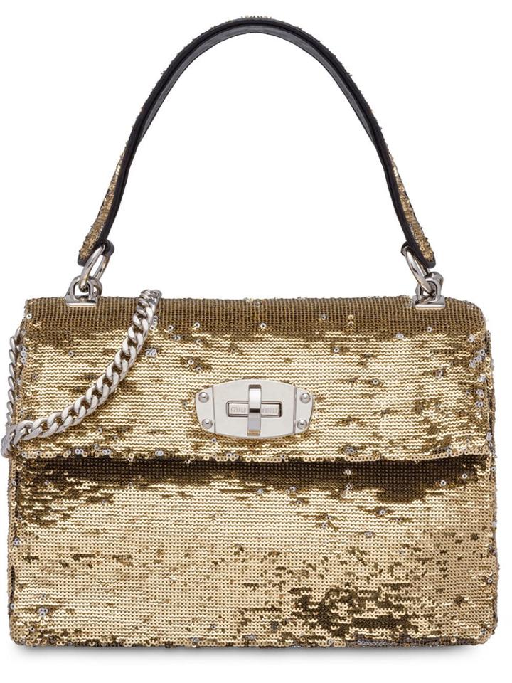 Miu Miu Sequin Handbag - Gold