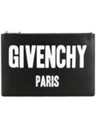Givenchy Logo Print Clutch, Women's, Black, Leather