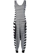 Y-3 Multi Stripe Drawstring Waist Sleeveless Jumpsuit, Women's, Size: S, Black, Cotton
