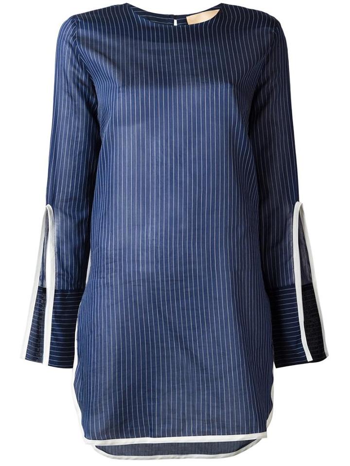 Erika Cavallini 'pat' Striped Top, Women's, Size: 42, Blue, Silk/cotton