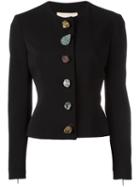 Christopher Kane Stone Detail Jacket, Women's, Size: 44, Black, Spandex/elastane/viscose