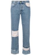 Current/elliott - Cropped Patchwork Jeans - Women - Cotton - 28, Blue, Cotton