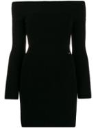 Elisabetta Franchi Off Shoulder Ribbed Knit Dress - Black