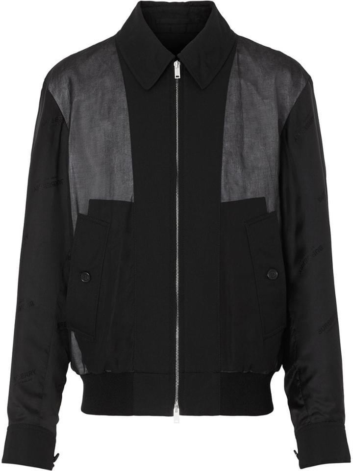 Burberry Logo Detail Panelled Cotton Blouson - Black