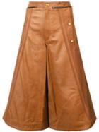 Chloé Wide Leg Leather Culottes, Women's, Size: 40, Brown, Leather