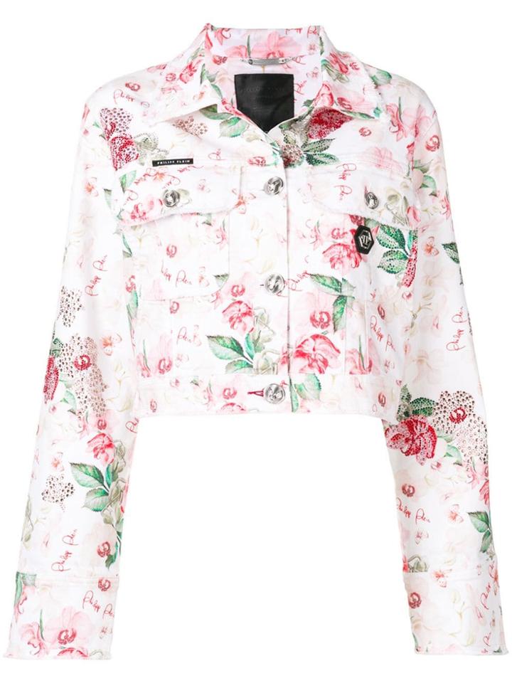 Philipp Plein Rose Printed Jacket - White