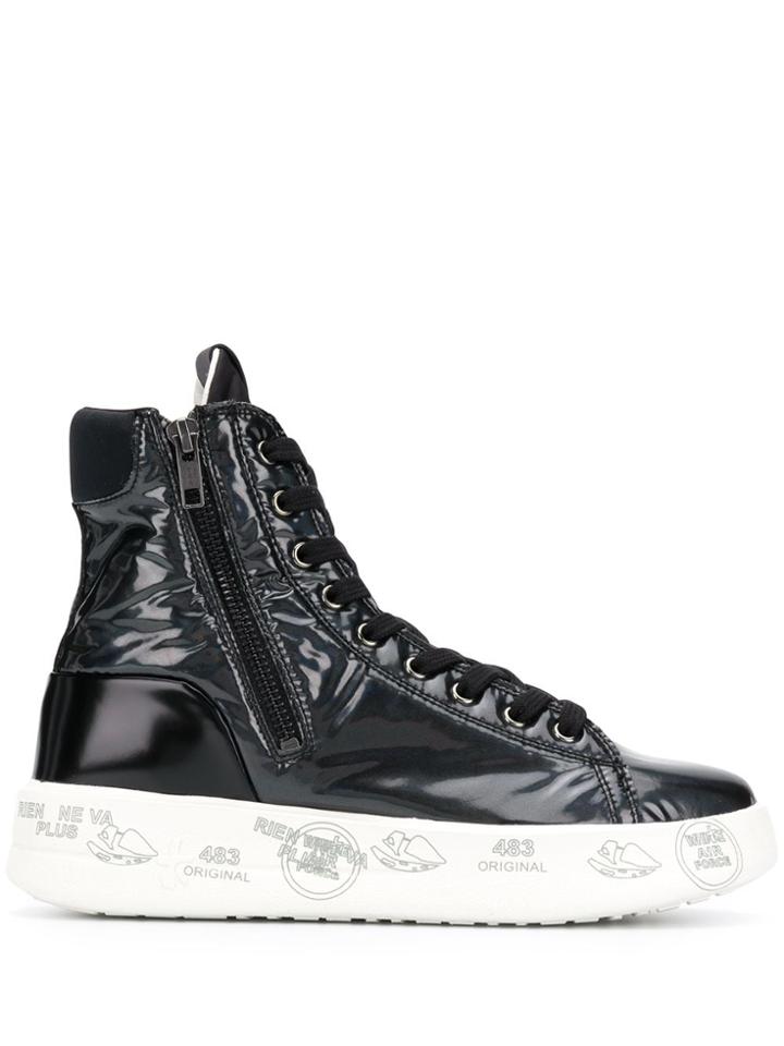 White Premiata Edith High Top Sneakers - Black