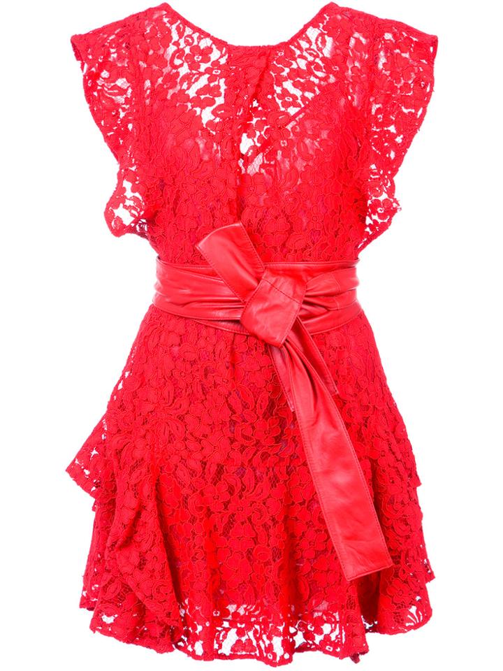 Marissa Webb Ruffled Lace Dress - Red