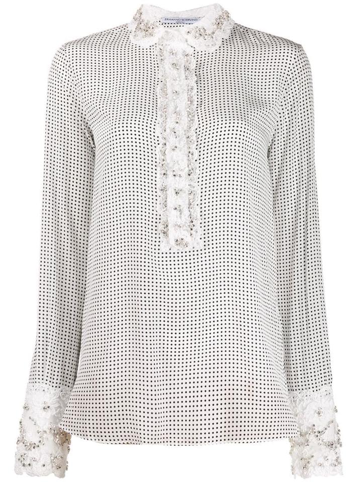 Ermanno Scervino Embroidered Polka Dot Blouse - White
