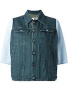Mm6 Maison Margiela Contrast Sleeve Denim Jacket, Women's, Size: 40, Blue, Cotton