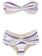 Amir Slama Striped Bikini - Pink & Purple