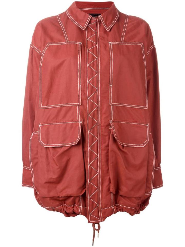Stella Mccartney Oversize Zipped Jacket, Women's, Size: 38, Yellow/orange, Cotton/linen/flax/polyamide