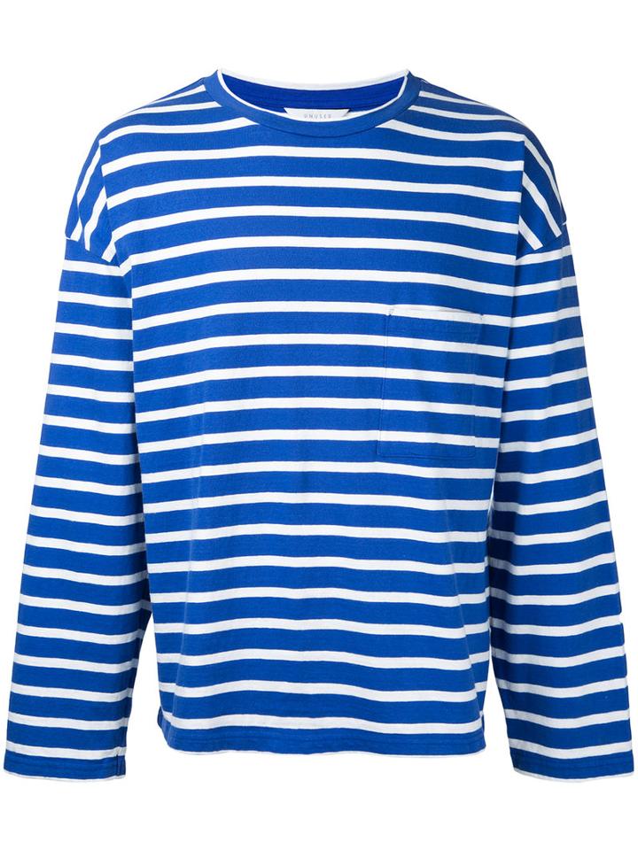 Unused - Border Cut Sewn Striped Top - Men - Cotton - 2, Blue, Cotton