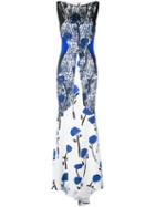 Talbot Runhof - Embroidered Flared Maxi Dress - Women - Polyester/spandex/elastane/acetate/cupro - 40, White, Polyester/spandex/elastane/acetate/cupro