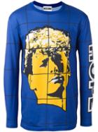 Moschino Face Print T-shirt, Men's, Size: 50, Blue, Cotton