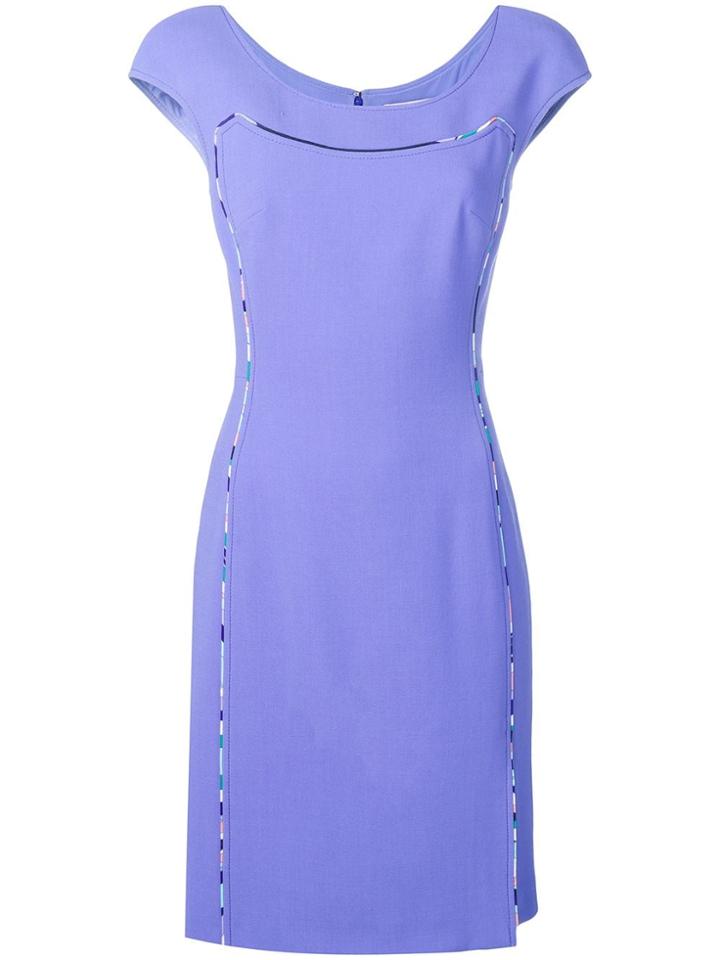 Emilio Pucci Cap Sleeve Contrast Trim Dress - Purple