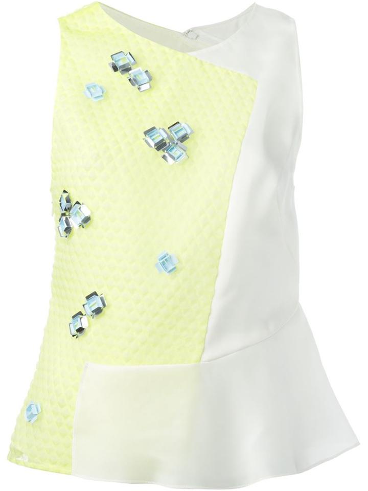 3.1 Phillip Lim Asymmetric Quilted Tank Top, Women's, Size: 6, Yellow/orange, Polyester/silk/polyamide