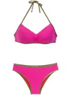 Amir Slama Gold-tone Trimming Bikini Set - Pink & Purple