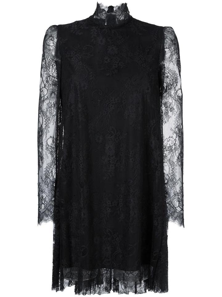 Philosophy Di Lorenzo Serafini Lace Overlay Pleated Back Dress, Women's, Size: 42, Black, Polyimide/polyamide