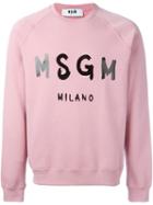 Msgm Logo Print Sweatshirt, Men's, Size: Medium, Pink/purple, Cotton