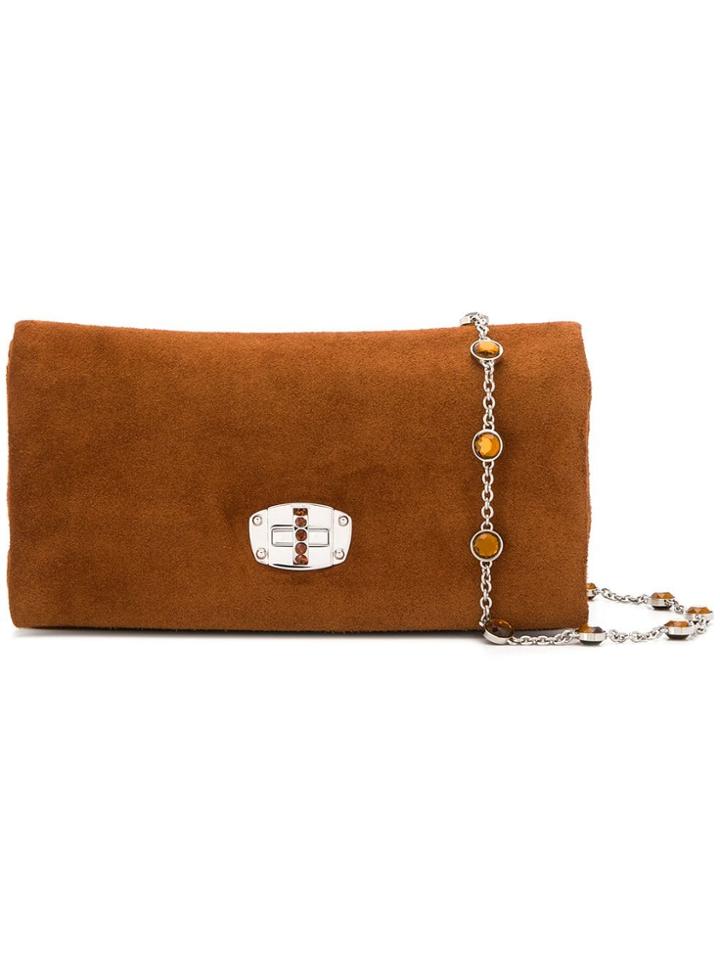 Miu Miu Iconic Crystal Shoulder Bag - Brown