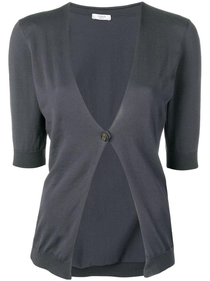 Peserico Button Fitted Cardigan - Grey