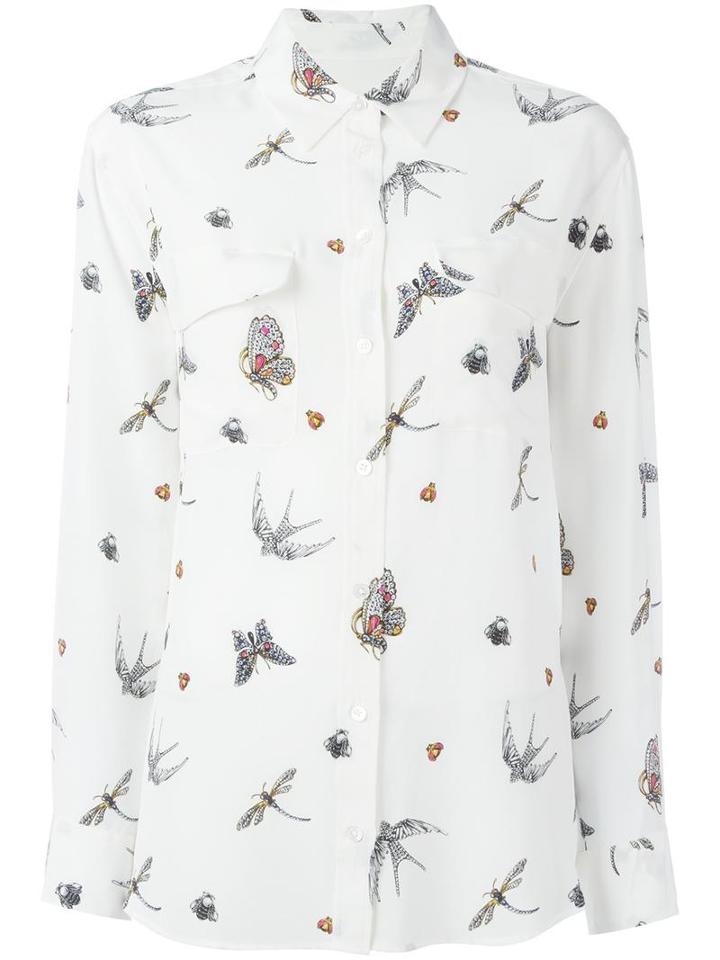 Equipment Bug Print Shirt, Women's, Size: Xs, White, Silk