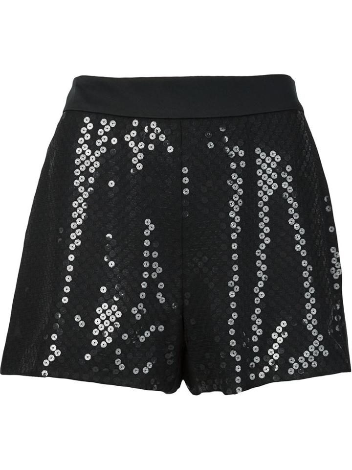 Moschino Sequined Shorts, Women's, Size: 40, Black, Silk/polyester
