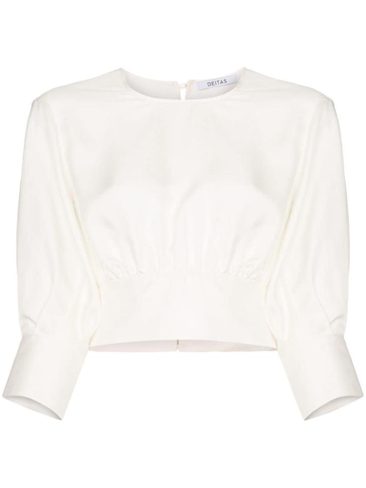 Deitas Sade Cropped Silk Blouse - White