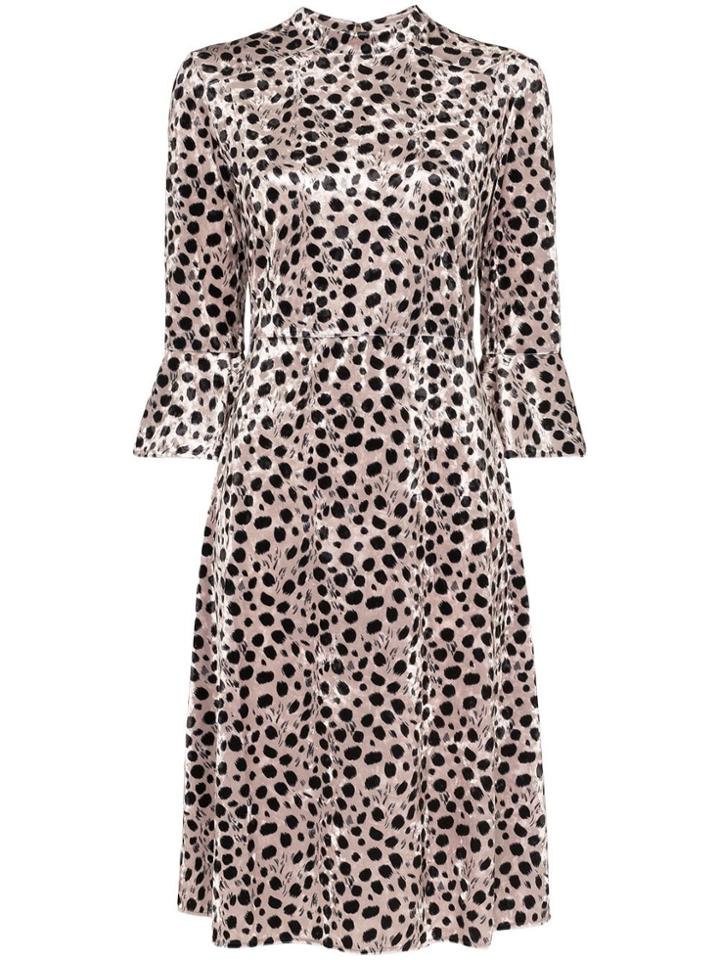 Hvn Ashley Leopard Print Midi Dress - Black