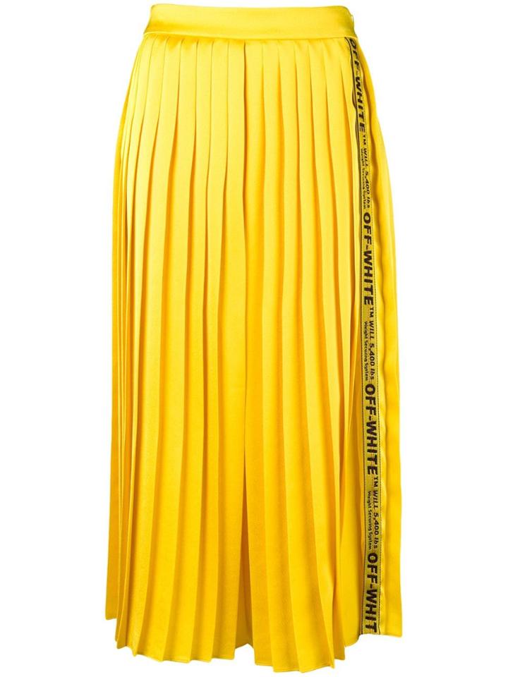 Off-white Logo Tape Pleated Midi Skirt - Yellow