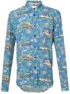 Saint Laurent Hawaiian Print Shirt, Men's, Size: 40, Blue, Viscose