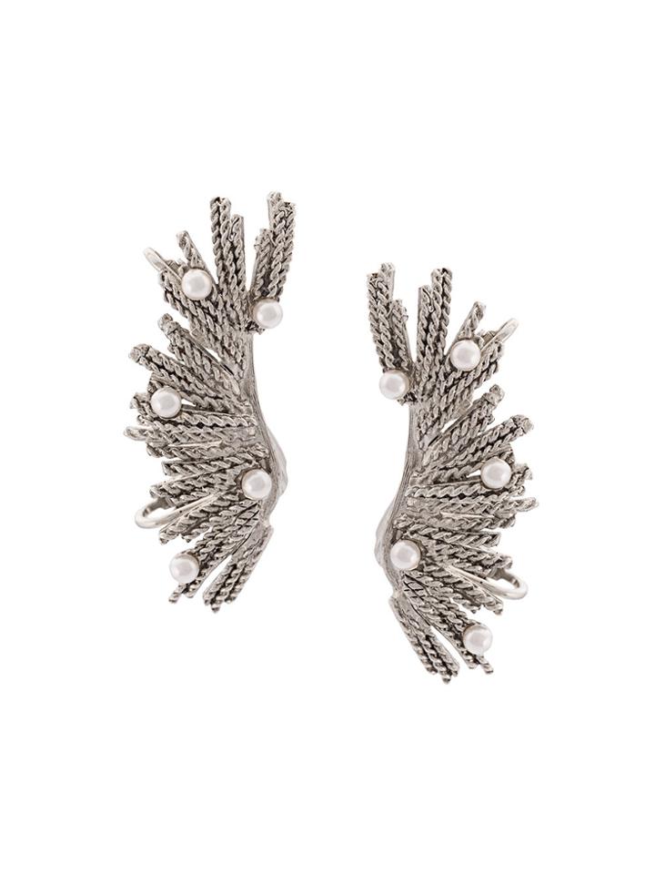 Oscar De La Renta Pearl Burst Ear Cuffs - Metallic