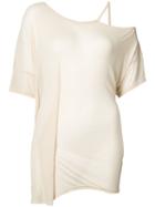 Ann Demeulemeester - One-shoilder Draped T-shirt - Women - Rayon - 40, Nude/neutrals, Rayon