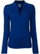 Majestic Filatures V-neck Open Collar Shirt, Women's, Size: 4, Blue, Viscose/spandex/elastane