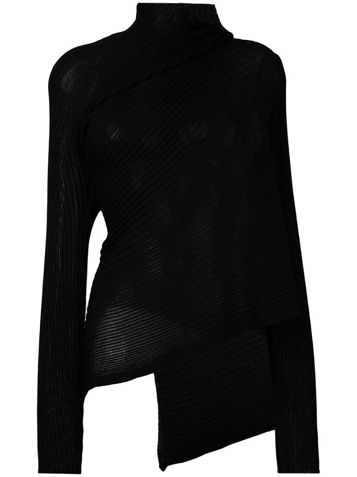 Marques'almeida - Asymmetric Knit Top - Women - Polyamide/viscose - M, Black, Polyamide/viscose